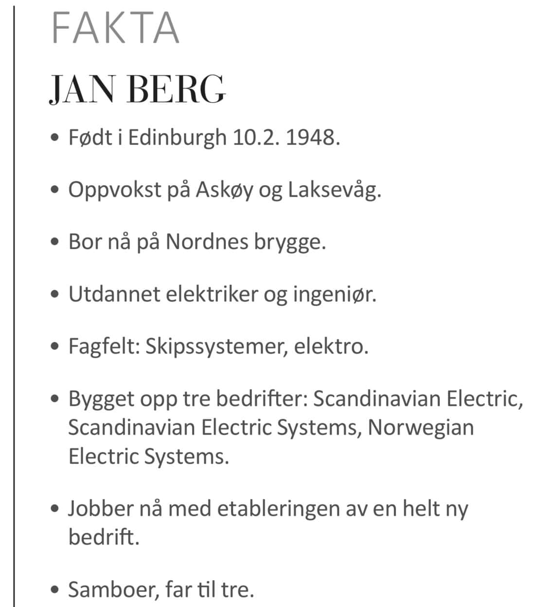 FAKTA Jan Berg
